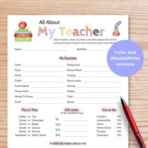 Fragebogen zu Lehrerfavoriten, Alles über meine Lehrerumfrage, Lehrerwunschliste kennenlernen, Schulanfang, Geschenkideen zum Schulende