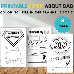 Alles over mijn vader, Vaderdag kleurboek, Vaderdag vul de blanco in, superheld vader verjaardagscadeau van kinderen, doe-het-zelf aandenken cadeau voor papa