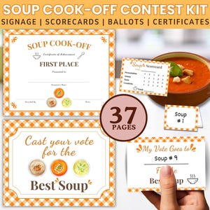 Soup Cook Off, Best Soup Award Certificate, Soup Scorecards, Score Sheet, Soup Contest Voting Cards, Soup Cookoff Ballot, Soup Sign Up Sheet