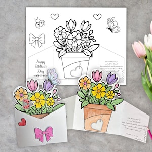 Mothers Day Flower Coloring Card, Proverbs 31 Mothers Day Card, Bible Sunday School Craft, Christian Homeschool Classroom Activity, DIY gift