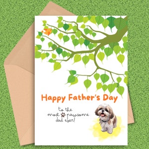Biglietto di auguri per la festa del papà con Shih Tzu, biglietto per papà con cane da bambini, biglietto per papà con pelo fantastico da cane, regalo per la festa del papà per gli amanti dei cani Shih Tzu.