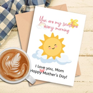 Muttertag druckbare Karte, Sunshine Muttertagskarte, sofortiger digitaler Download, Muttertagskarte von Kindern, Kinderkarte für Geschenke, Print at home