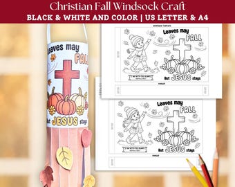 Christian Fall Windsock Craft, Fall for Jesus Kids Bible Craft, Autumn Sunday School Lesson, Christian Homeschool Activity, Childrens Church