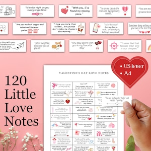 Notas de amor para imprimir en el día de San Valentín, mensajes de amor, regalos de aniversario, mensajes en una botella, notas para la lonchera con la frase "Te amo", notas de amor en un frasco