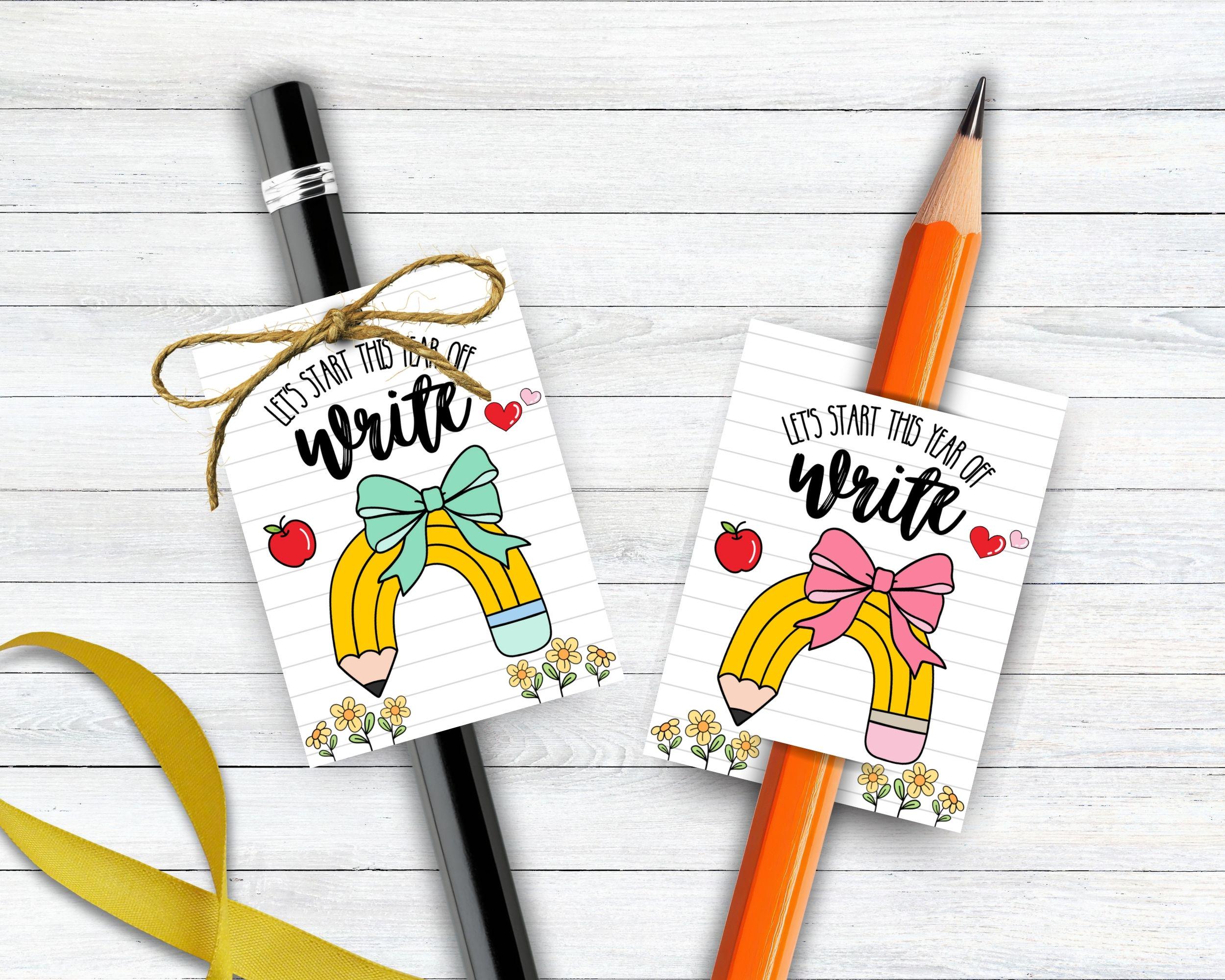 Back to School Pencil Holder Gift Tag, Happy First Day of School Pencil ...