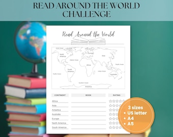 Around the World Reading List, Book Tracker, Book Review Journal, Reading Journal, TBR List, Reading Planner, Book Club Activities, Book Log