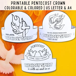 Pentecost Craft Printable Crown, Bible Craft for Kids, Sunday School Craft, VBS Crafts, Catholic Classroom, Christian Preschool Activity