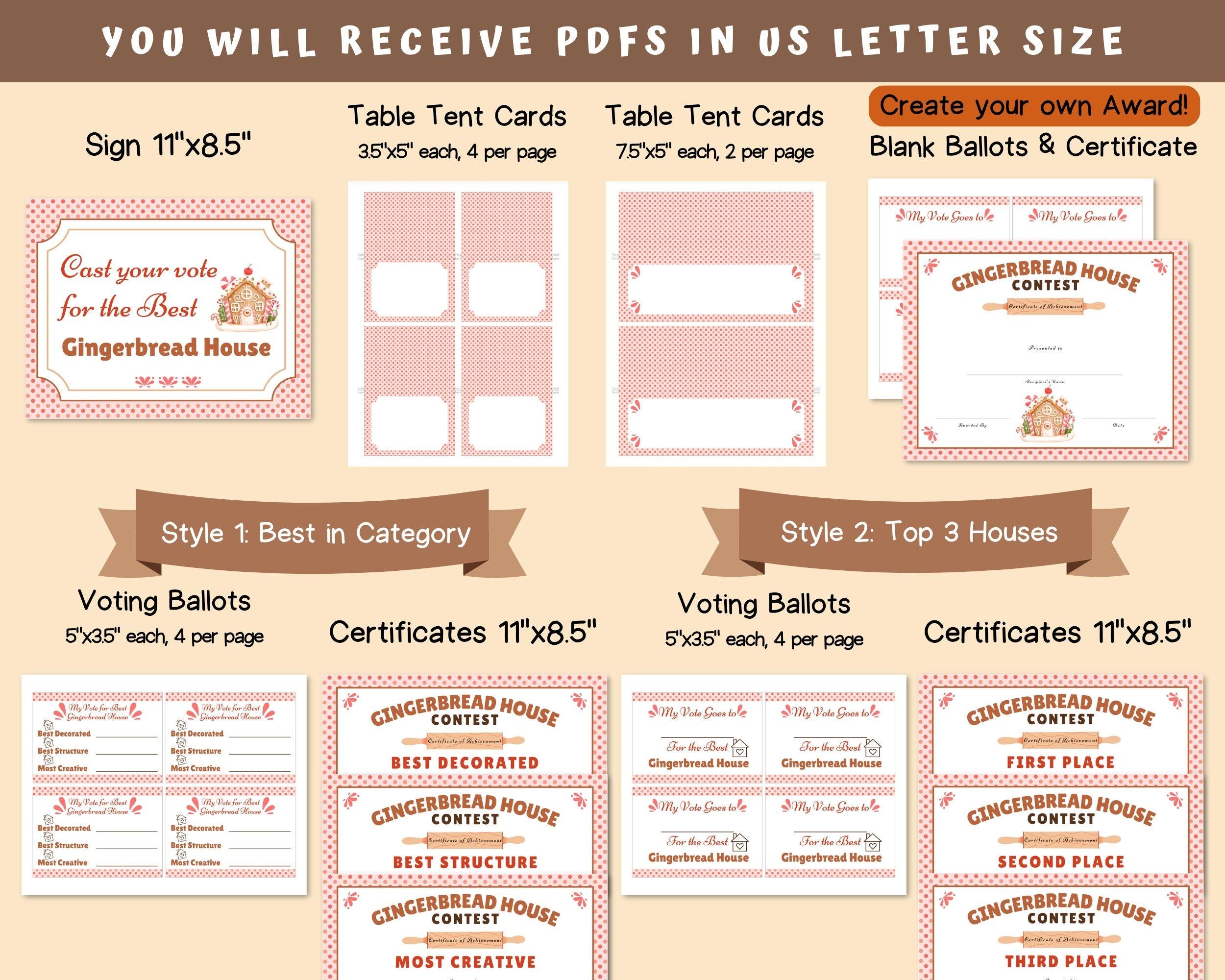 Gingerbread House Decorating Contest Kit, Christmas Award Certificates ...