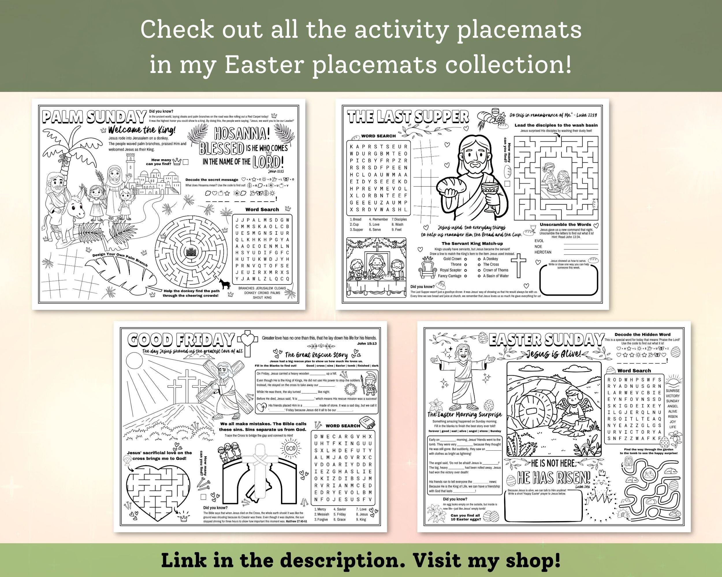 He is Risen Easter Activity Placemat, Easter Activity Sheet, Holy Week ...