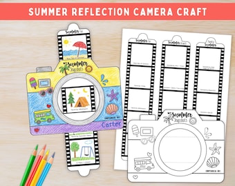 Summer Memories Camera Craft, Back to School Classroom Activity, End of Summer Reflection Worksheet, Summer Vacation Memory Book Keepsake