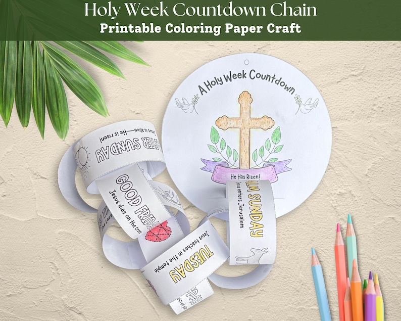Holy Week Countdown Chain, Holy Week for Kids Coloring Page, Easter ...
