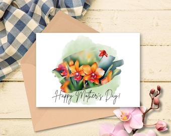 Tarjeta imprimible del Día de la Madre, Tarjeta del Día de la Mamá Floral de Acuarela, Descarga Digital Instantánea, Tarjeta para esposa, Regalo del Día de la Madre, Imprimir en casa