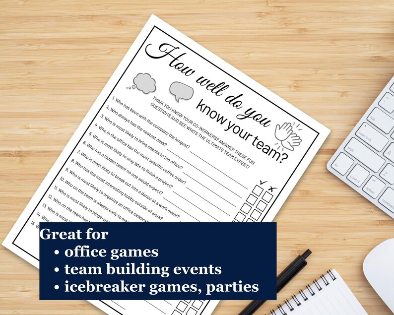 Team Building Games, Icebreaker Office Party Games, How Well Do You ...