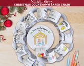 Nativity Story Christmas Countdown Chain, Bible Verse Advent Calendar, Kids Paper Chain Advent Coloring, Jesus Birth Sunday School Craft