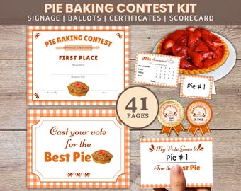Pie Bake Off Contest Kit, Thanksgiving Pie Day Contest, Pie Baking Competition Award Kit, Printable Awards Certificates, Pie Voting Ballot