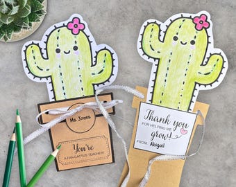 Thank you for helping me grow Teacher Appreciation Card, Cactus Thank you Teacher Card, Teachers Day, Last Day of School DIY Homemade Cards