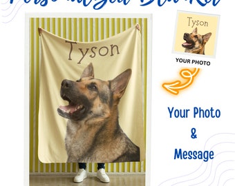 Personalized Dog Photo Blanket - Custom Pet Portrait