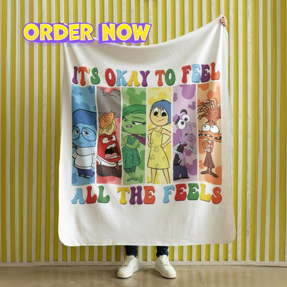 Okay to Feel All of the Feels Inside Out New Emotion Blanket Joy Anger Envy Anxiety Lonely Disgust Sadness Fear Embarrassment envy Etsy