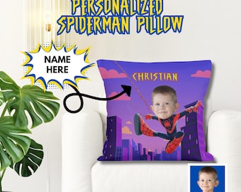 Kids Personalized Superhero Pillow, Boys Throw Pillow, Kids Cushion Superhero, Room Decor Kids Playroom Toddler Pillow Superhero Nursery