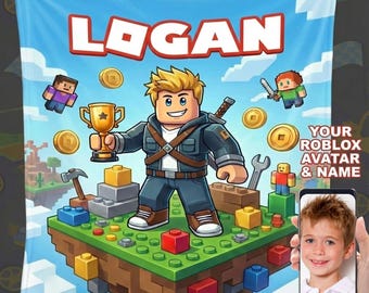 Personalisierte Roblox Charakter Decke | Kundenspezifisches Fotogamer Geschenk | Jungen und Mädchen
