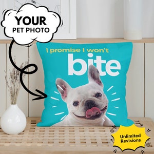 Custom Pet Photo Pillow with Fun Text Design – Personalized Pet Cushion for Dog and Cat Lovers, Funny Dog Pillow, Fur Mom Gift, Dog Lover