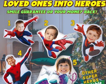 Custom 3D Spiderman Pillow | Personalized Superhero Gift for Kids & Grandkids | Satisfaction Guaranteed or Money Back! With their face!