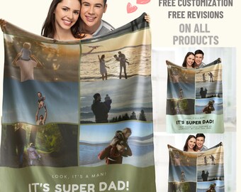 Personalized Photo Blanket – Father's Day Gift, Custom Fleece or Sherpa