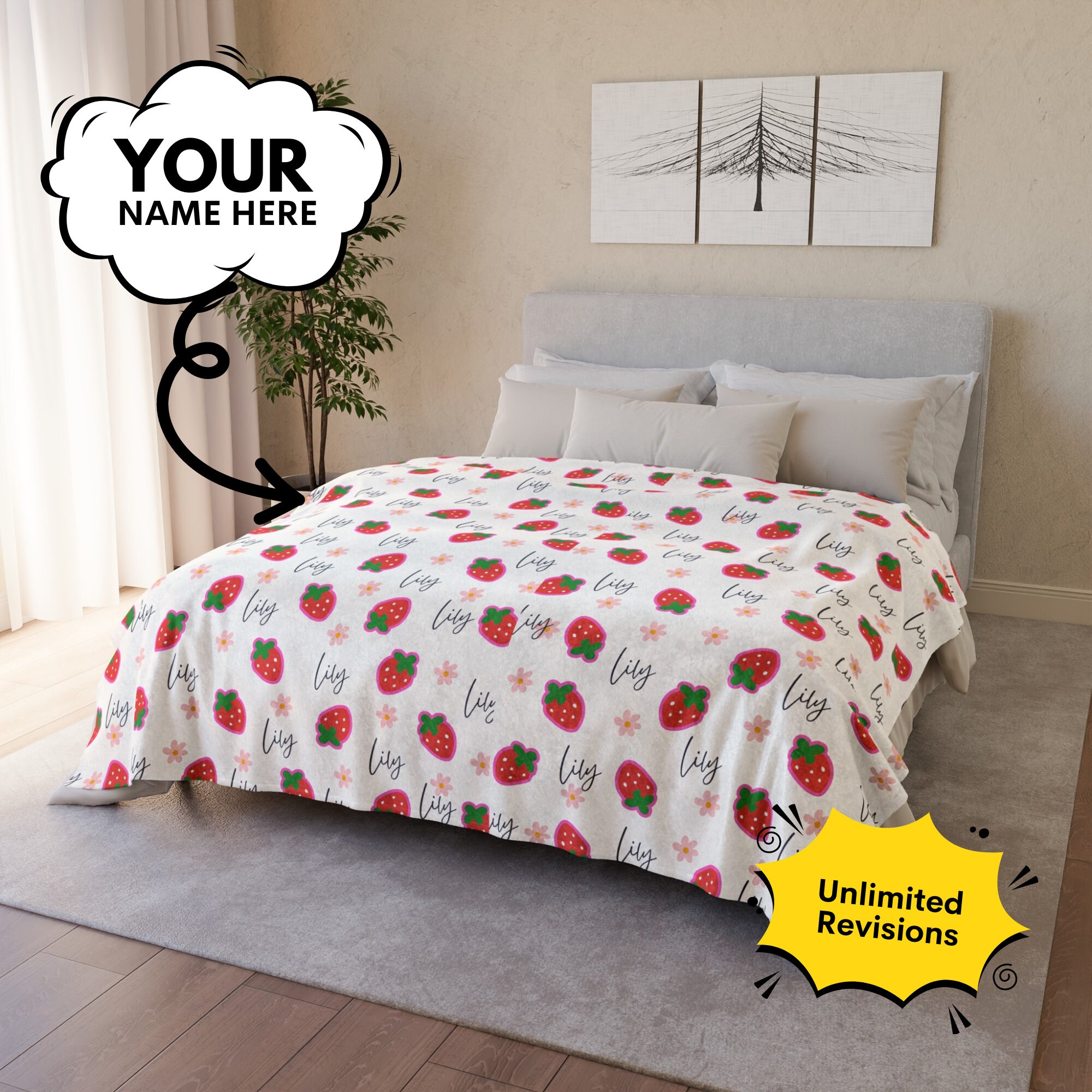 Strawberry Shortcake You Are Berry Special Raschel-Überwurfdecke, image size:2000x2000