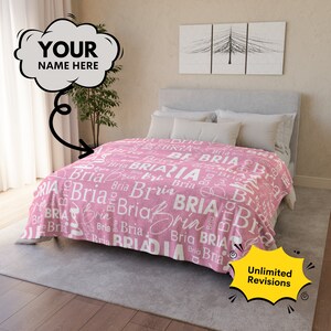 Manta personalizada con nombre y color, Manta con nombre minimalista, Diseño minimalista para hija o hijo, Manta con nombre de bebé, Manta con letras