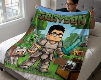 Personalize Your Gaming Avatar Blanket with Your Name and Photo | Many Designs Available