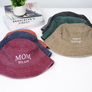 Embroidered bucket hat with text, logo, personalized vintage bucket hat, summer hat, Father's Day and Mother's Day gift，hat Summer