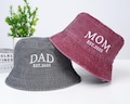 Customized text embroidered hats, personalized bucket hats, bachelorette gifts, holiday gifts, gifts for new parents, gifts for him/her