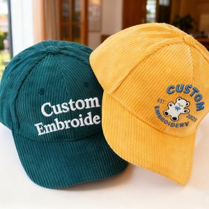 Gepersonaliseerde corduroy hoeden, custom geborduurde corduroy baseballcaps voor mannen en vrouwen, warme wintermutsen, corduroy muts als cadeau voor moeder, vader