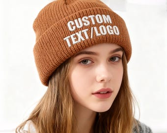 custom text/logo embroidered winter hat,beanie,classic winter hat for adult,warm hat, custom winter hat, birthday and Christmas gift,wedding