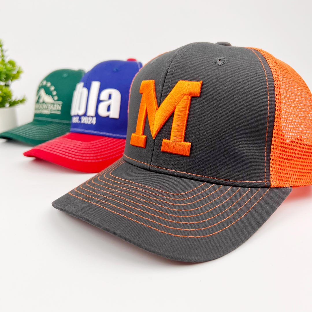Embroidered Hat 3D Text, Logo, Unisex Trucker Hat, Business Letter Hat ...