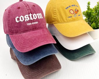 Custom embroidered retro style baseball cap, 3D text, logo, embroidered date of birth, name, very suitable for parents, friends, party gifts