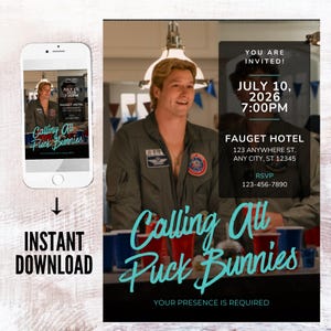 Puck Bunny Off Campus Party Invitation | Editable Template | Dean Di Laurentis | Party Invite