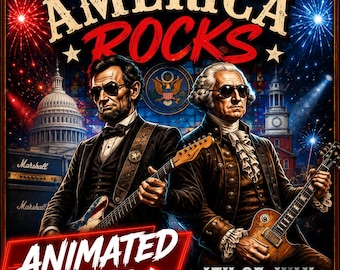 Funny 4th of July Video Invitation, Abraham Lincoln and George Washington Rocking Out, 250th sesquicentennial Party Invite