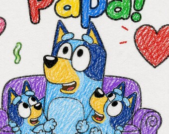 Printable Father's Day Coloring Card for Papa, Bluey All About Papa for Kids, Foldable 8.5x11 Card, Papa Keepsake Gift, Instant Download