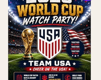 USA World Cup Watch Party Invitation, FIFA Soccer International Tournament, Editable Canva Template (Digital Download)