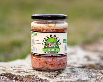 Pork tongue Thracian meat in own sauce glass jar 2 pieces