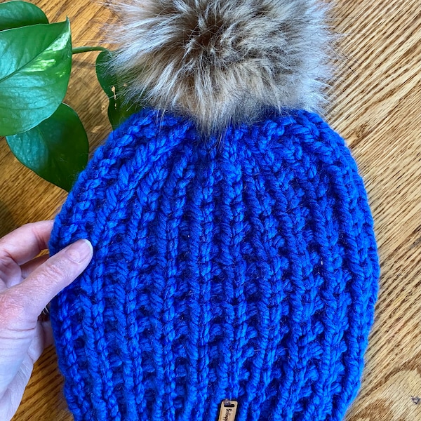 Ready To Mail Womens Knit Hat Royal blue color Knit Beanie Men Women Beanie Hat Slouchy Tam Beret ribbed Knit Hat