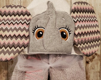 Elephant 3D ears hooded towel with optional Personalization Girl & Boy designs and color combos!