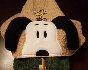 Peanut Dog inspired hooded towel with optional Personalization