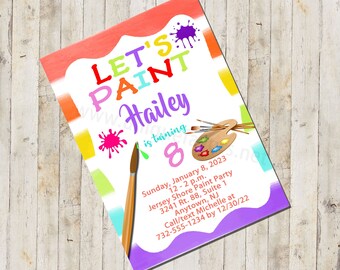 Personalized Paint Party theme invitation. FILE DOWNLOAD only. DIGITAL file