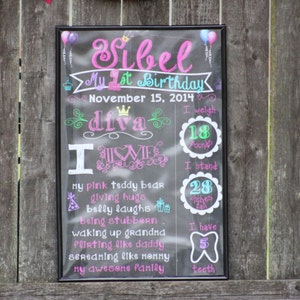 Princess Diva Personalized Birthday Chalkboard Sign Poster Any age and information Choose your size File DOWNLOAD image 3