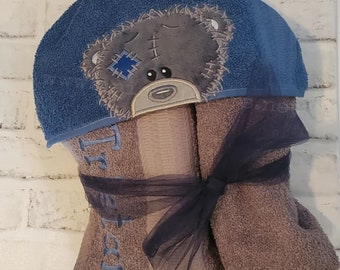 Tattered Bear Hooded Towels with optional Personalization