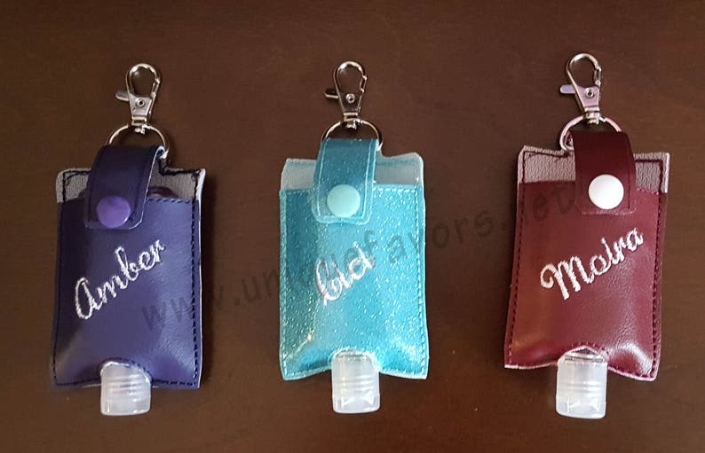 Hand sanitizer holder 1 ounce, Great for backpacks, purses, keychains and more. Many colors & Personalization image 4