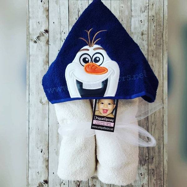 Frozen Snowman Inspired Hooded Towels with optional Personalization