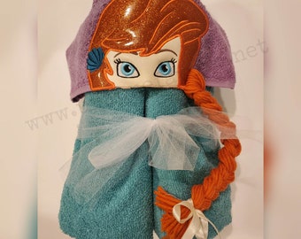 Custom Little Mermaid inspired hooded towels